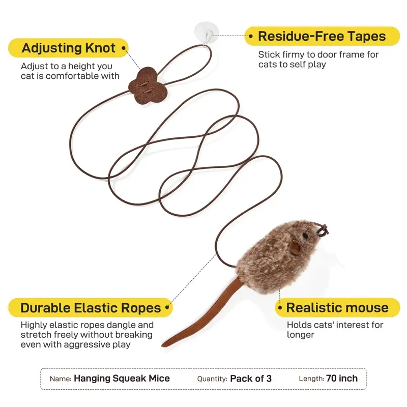 Jouets pour chats - Souris interactives avec son grinçant